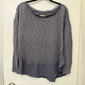 Anthropologie Deletta Grey Mixed Media Ruffle Shirt | Women’s Office / Casual